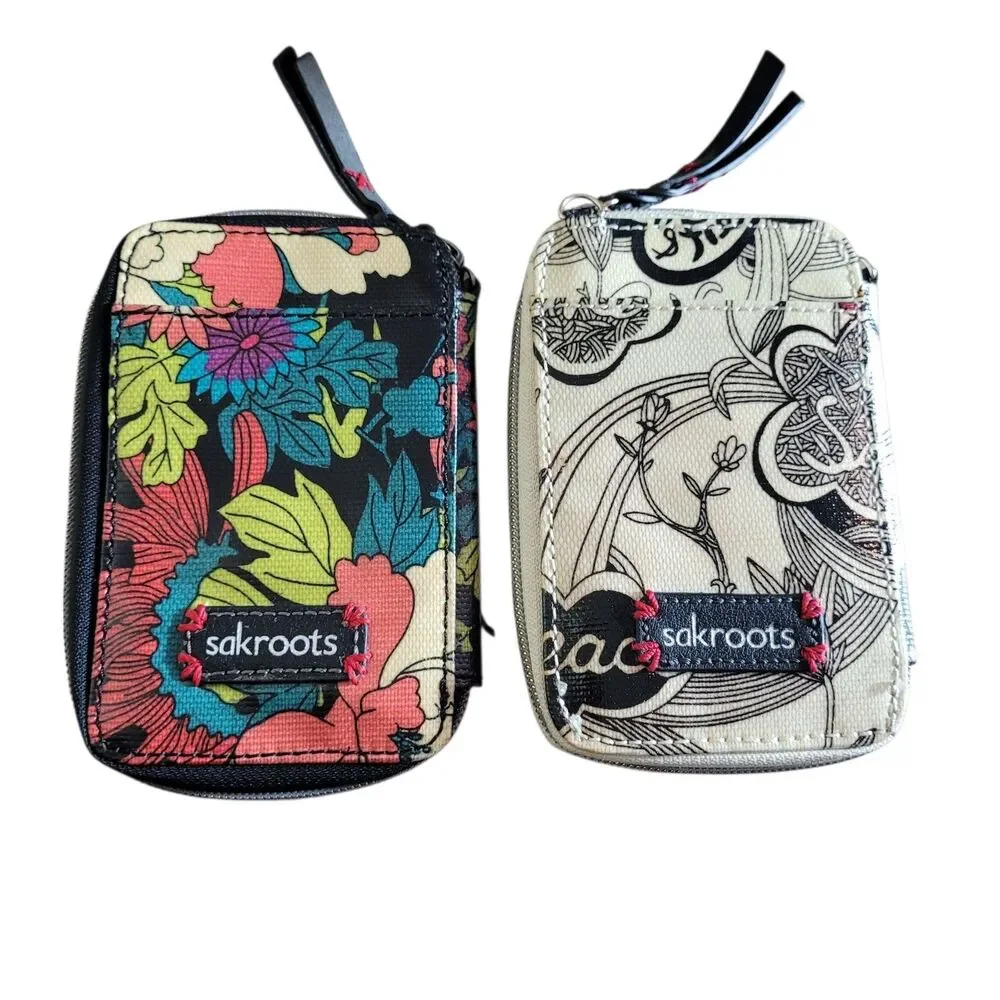 Sakroots Organizer‎ Wallets Set of 2 Colorful Floral Birds Boho Hippie Peace EUC
